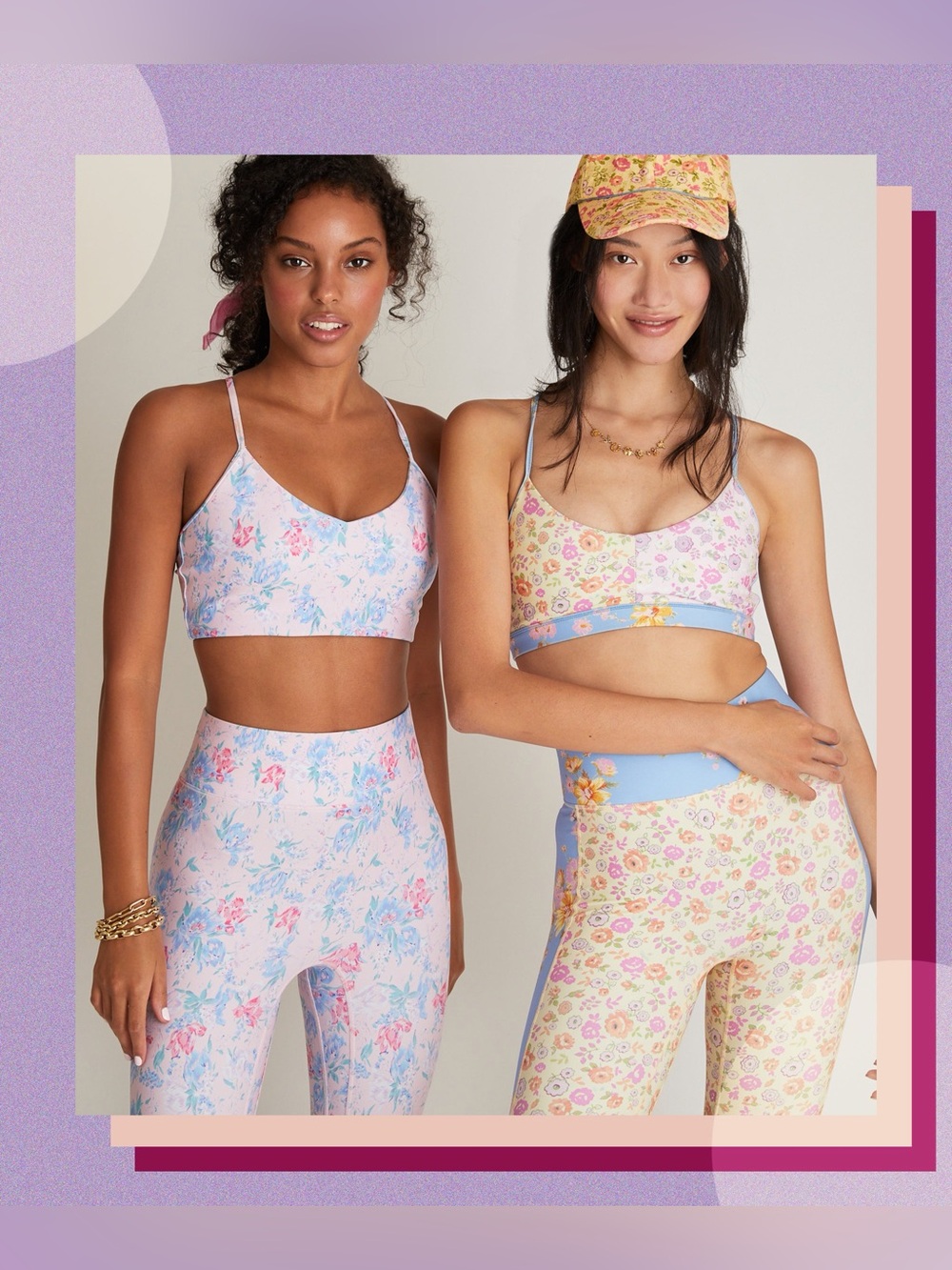 LoveShackFancy x Bandier Pink Floral High-Waist Leggings - Picture 3 of 10